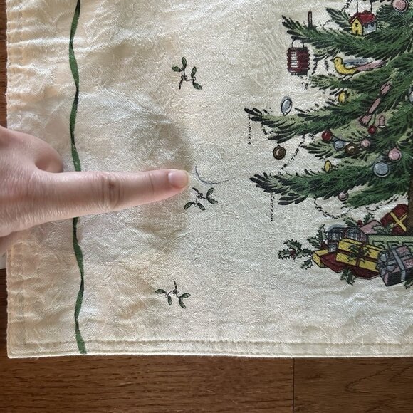 Spode Christmas Tree Tablecloth & 4 Placemats Oblong 98X57 Cream English Cottage - Picture 3 of 11